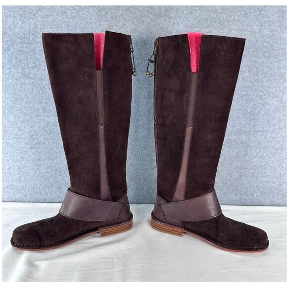 Olukai Women's sz 6 Holo Lio Chocolate Brown Suede Full Zip Riding Boot Harness - Picture 3 of 10